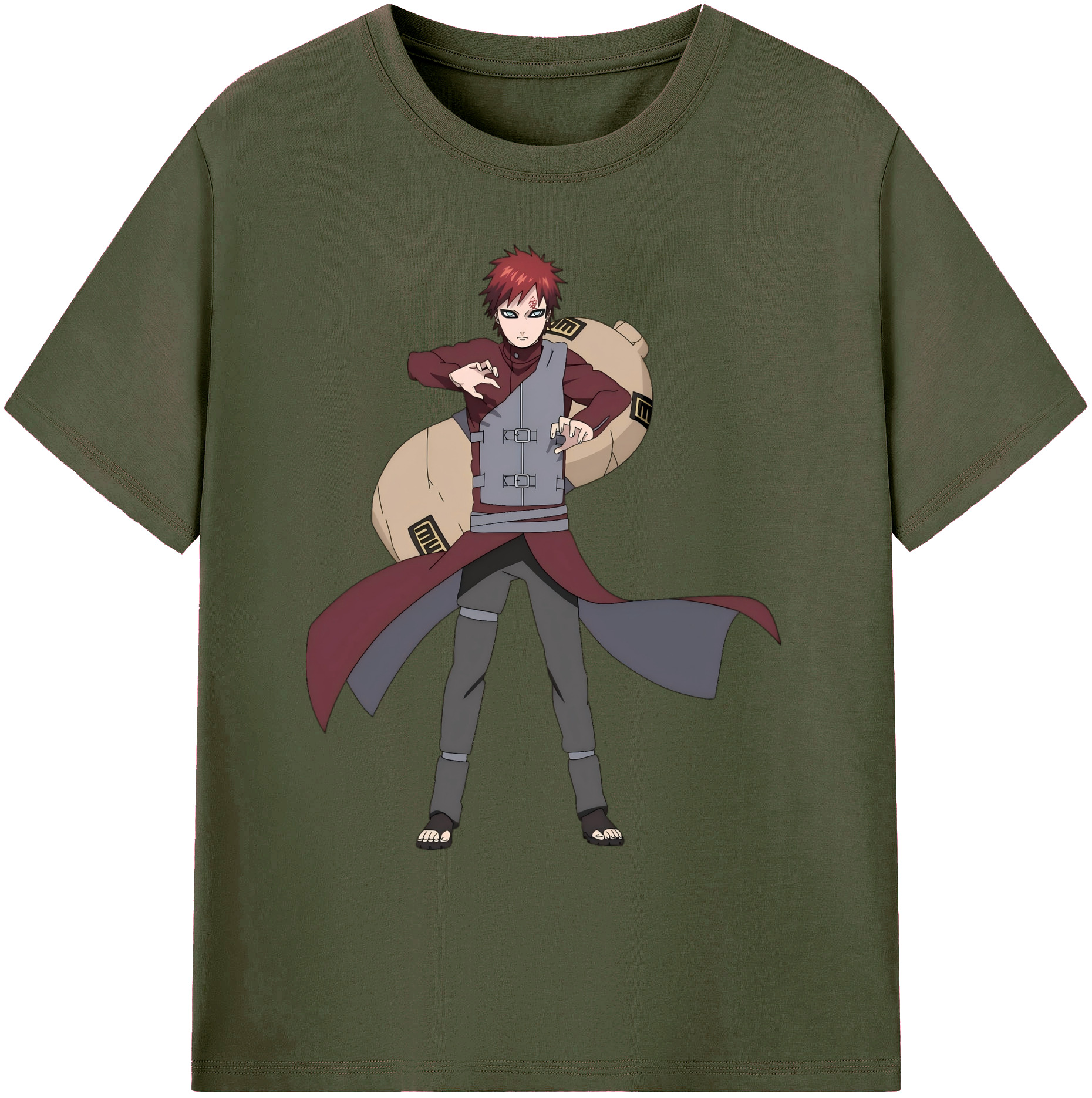 （画像用） NARUTO -ナルト- ガアラ Gaara 綿100％ メンズ半袖Tシャツ｜肌触りやわらか＆通気性